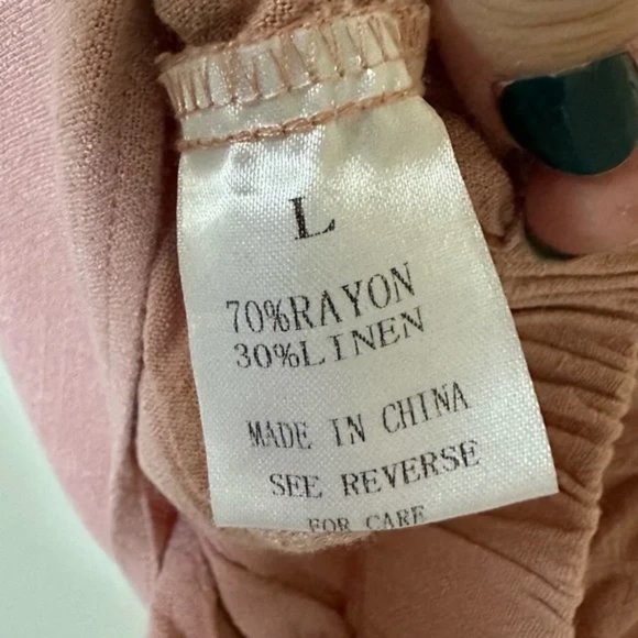 Wishlist Apparel Blush Button Front Tie Crop Shirt - Picture 5 of 6